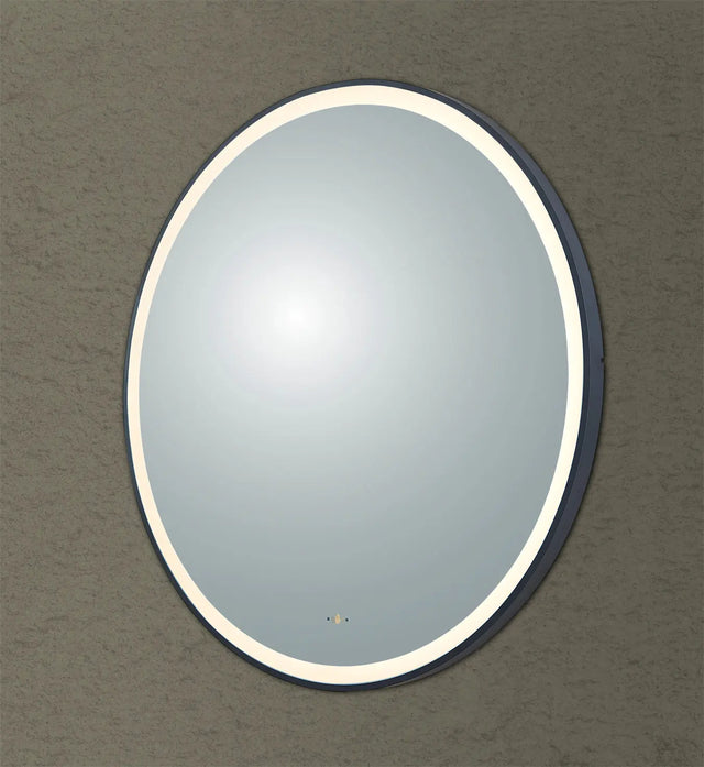 Luna Matte Black Round Touchless 800 X 800 Framed LED Mirror - Three Light Temperatures Poseidonbk