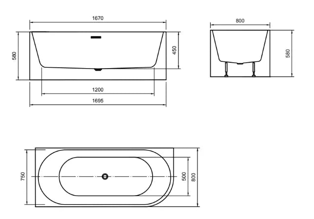 Maren Fluted Left Corner Freestanding Bath tub | 1700 x 800mm Bagno D'Oro