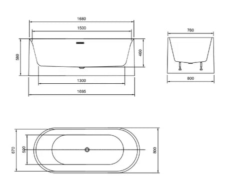 Nyx Fluted Freestanding Bath tub | 1700 x 800mm Bagno D'Oro
