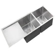 Stainless Steel Double Bowl Sink With Drainer 1160*450*235mm Poseidonbk