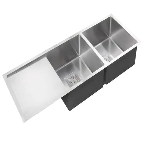 Stainless Steel Double Bowl Sink With Drainer 1160*450*235mm Poseidonbk
