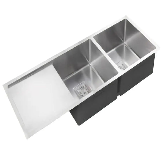 Stainless Steel Double Bowl Sink With Drainer 1160*450*235mm Poseidonbk