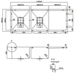 Stainless Steel Double Bowl Sink With Drainer 1160*450*235mm Poseidonbk