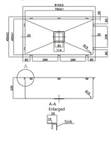 Stainless Steel Kitchen Sink 810*450*235 mm Poseidonbk