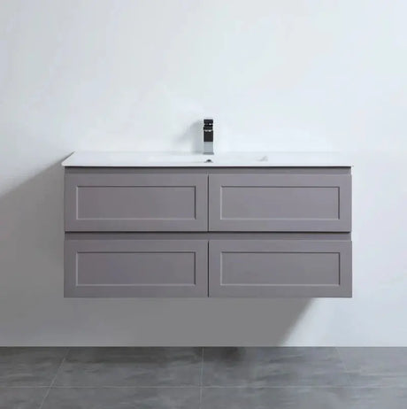 Fremantle PVC Wall Hung Cabinet Vanity 1200mm (Matte Grey) (Single Bowl/Double Bowl) - Clearance Poseidon