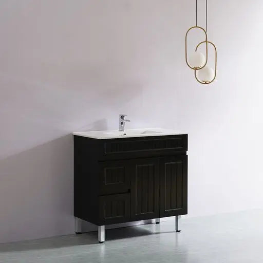 ACACIA SHAKER Matte Black PVC Floor Vanity 900mm Poseidon