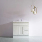 ACACIA SHAKER Matte White PVC Floor Vanity 900 Poseidon