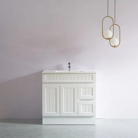 ACACIA SHAKER Matte White PVC Floor Vanity 900 Poseidon